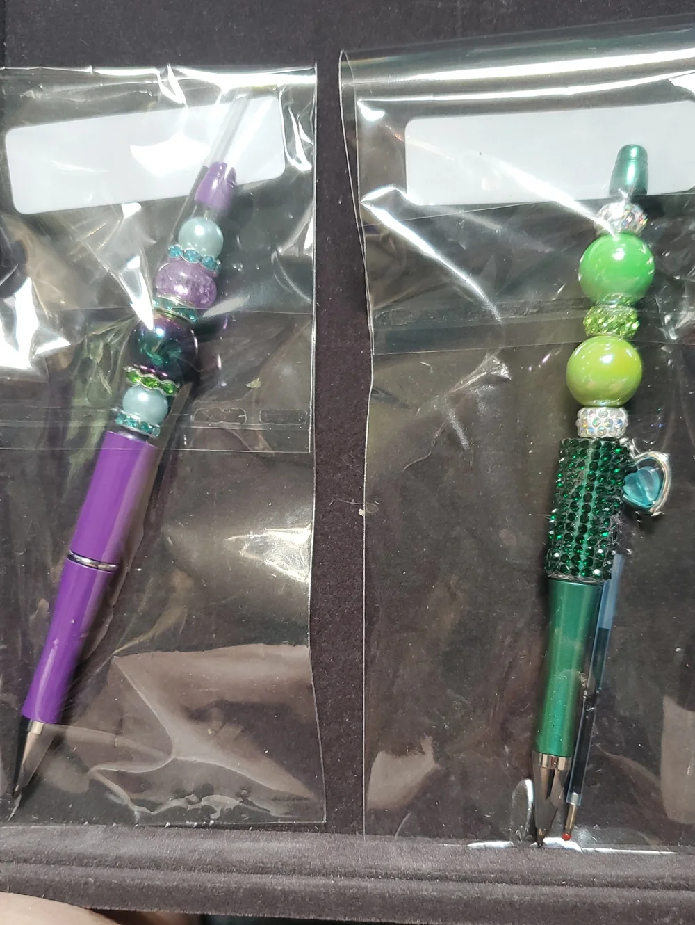 Beaded Decorative Ballpoint Pen - Purple and Green REASONABLE OFFER ACCEPTED